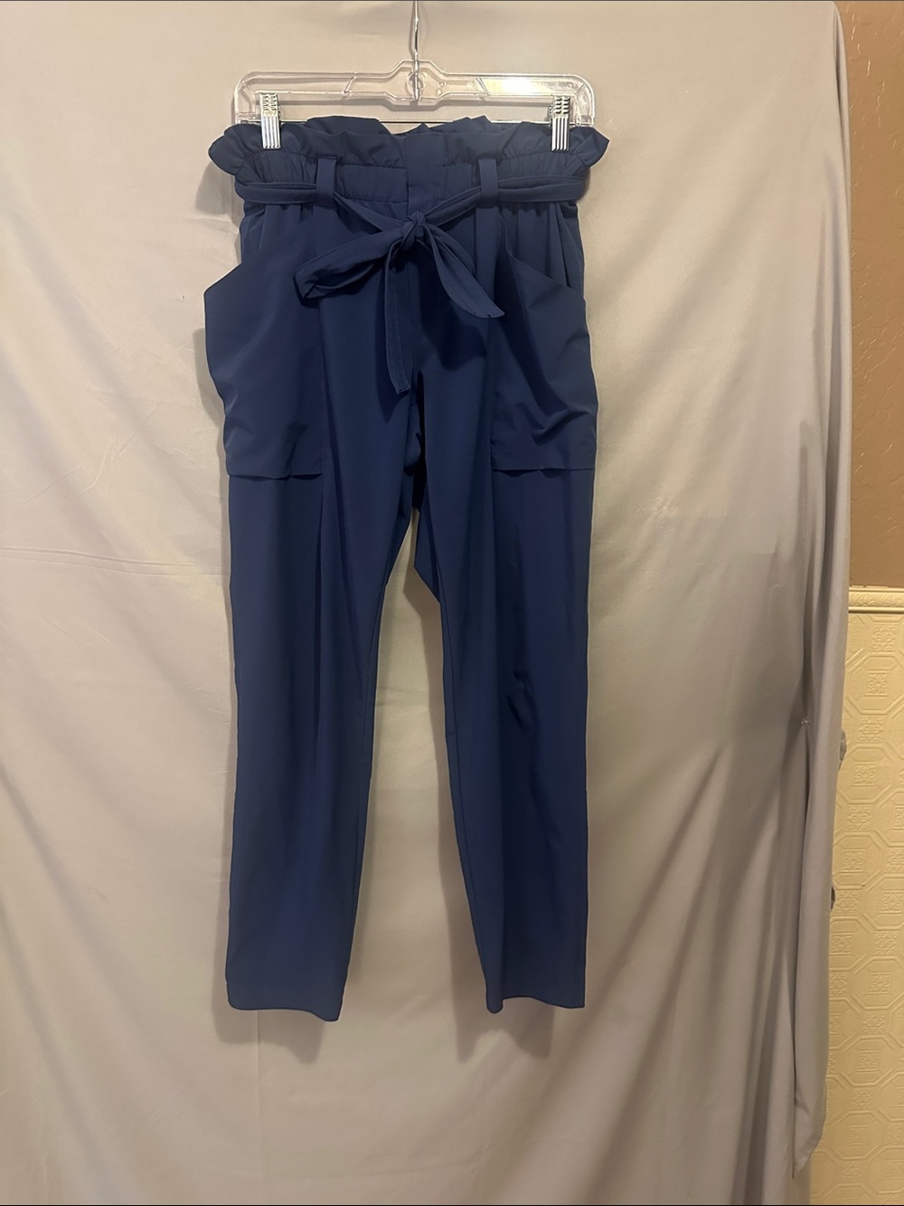 Athleta Navy Paperbag Waist Tie Front Chinos